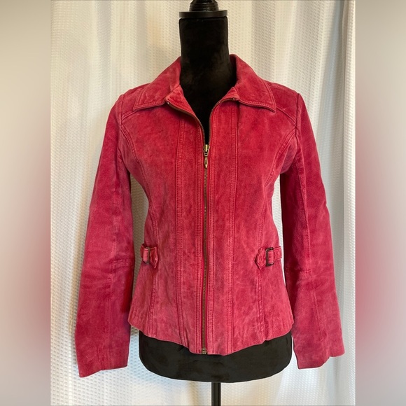 Christopher & Banks Pink Zipper Suede Jacket Size Petite Small - Picture 1 of 7